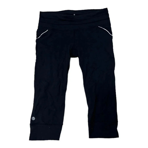 Athleta Black Reflective Relay Capri 2.0 Cropped Leggings M - Picture 1 of 5